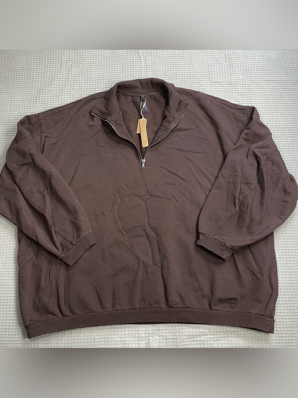 New Skims Boyfriend Fleece Slouchy 1/2 Zip Sweatshirt XL Womens Brown